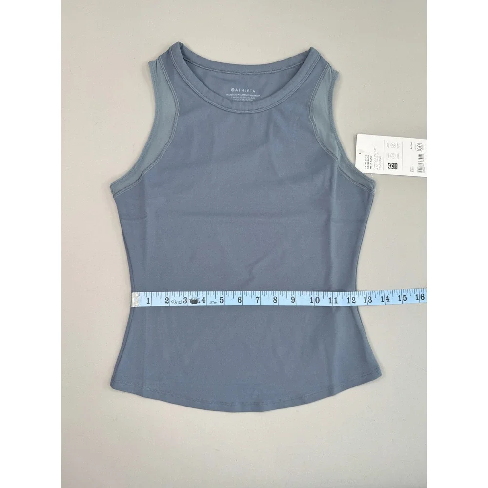 Athleta Transcend Racerback‎ Mesh Tank Slate Blue XS Yoga Workout